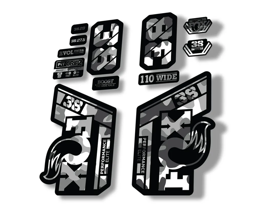 FOX 38 Performance Elite 2021 Forks Suspension Factory Decal Sticker White Camo - 1