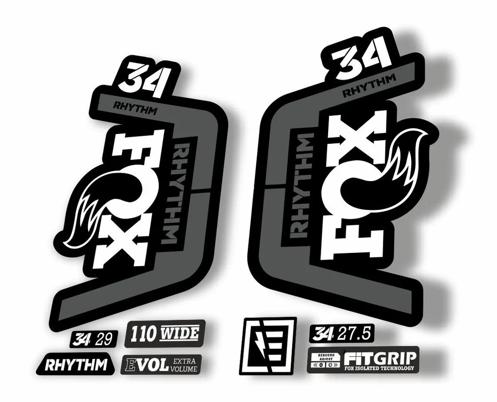 FOX 34 Rhythm 2019 Forks Suspension Factory Decal Sticker Adhesive White-Gray - 1