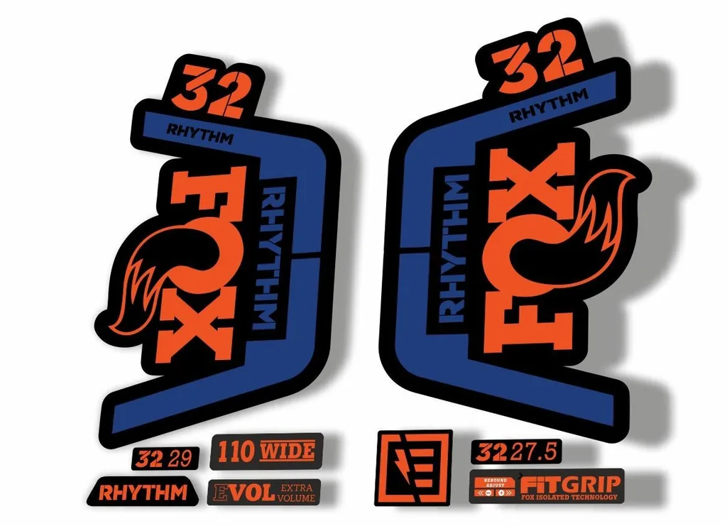 FOX 32 Rhythm 2019 Forks Suspension Factory Decal Sticker Dark Blue Orange - 1