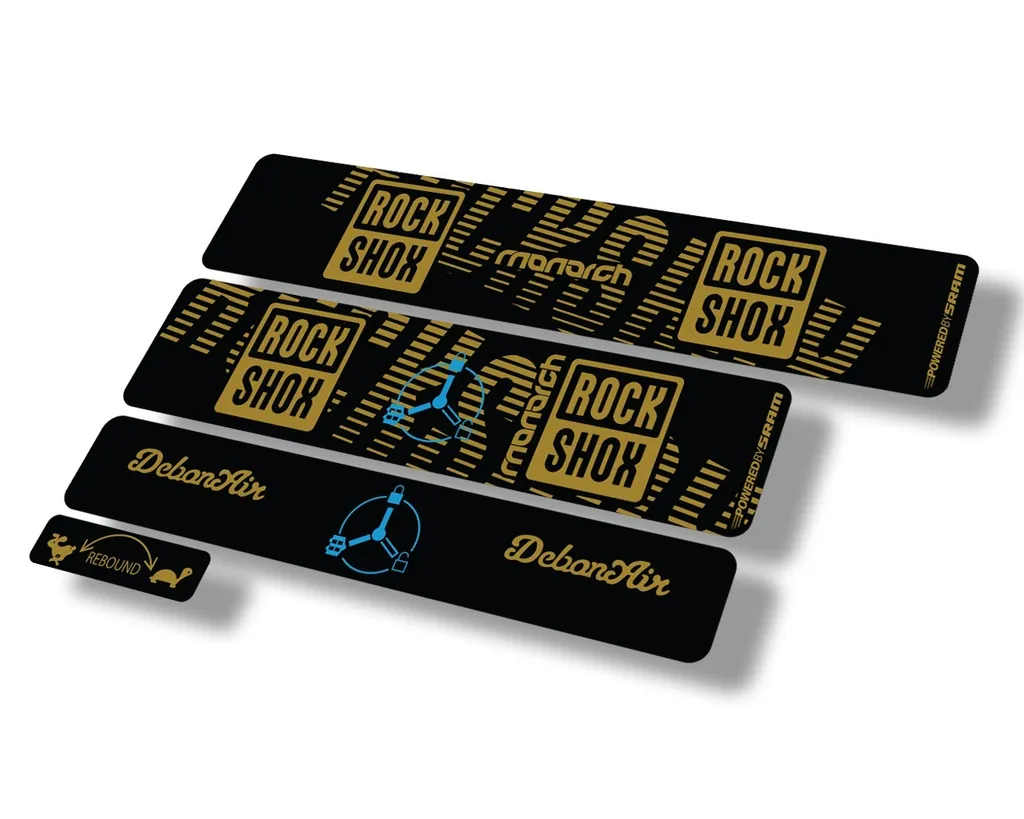 Rock Shox MONARCH 2020 RT3 Rear Shock Decal Sticker Adhesive Set Gold - 1