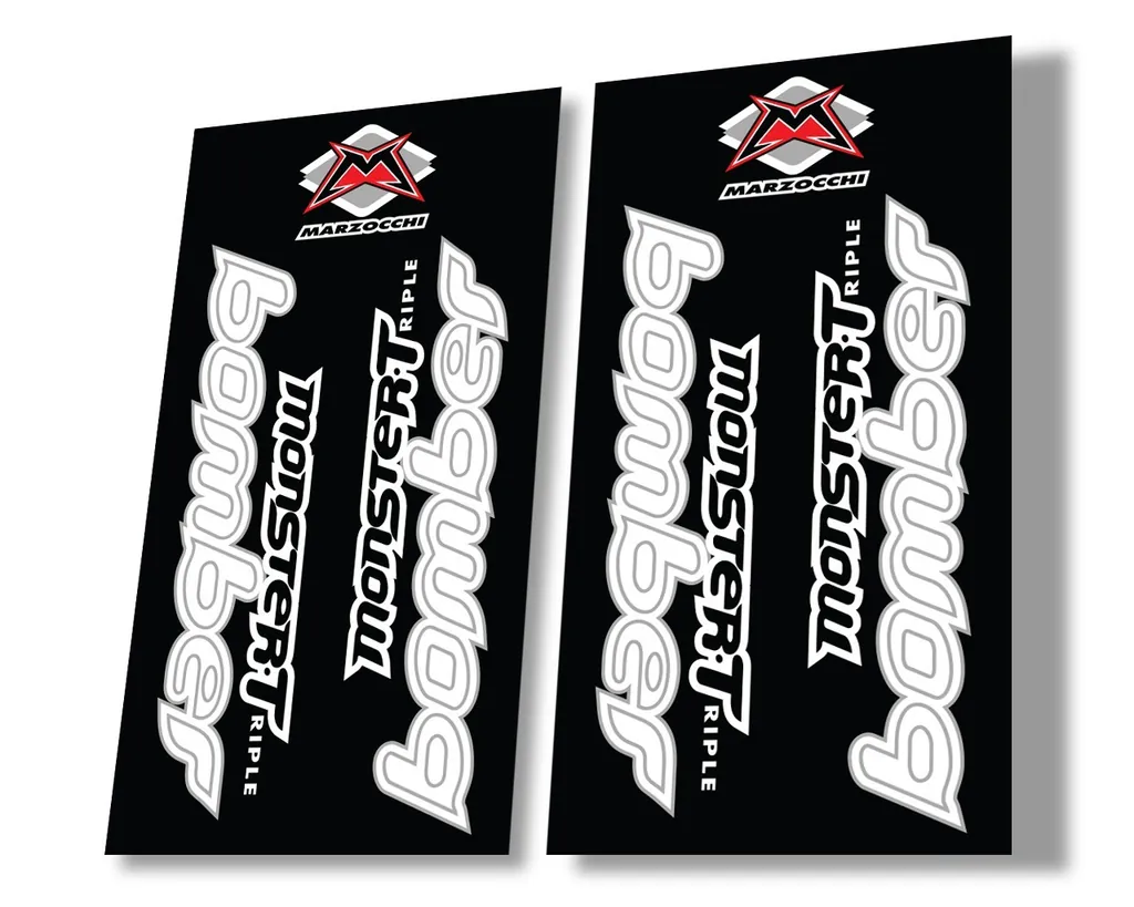 Marzocchi Bomber Monster Triple 1999 Suspension Decal Kit Sticker Set White - 1