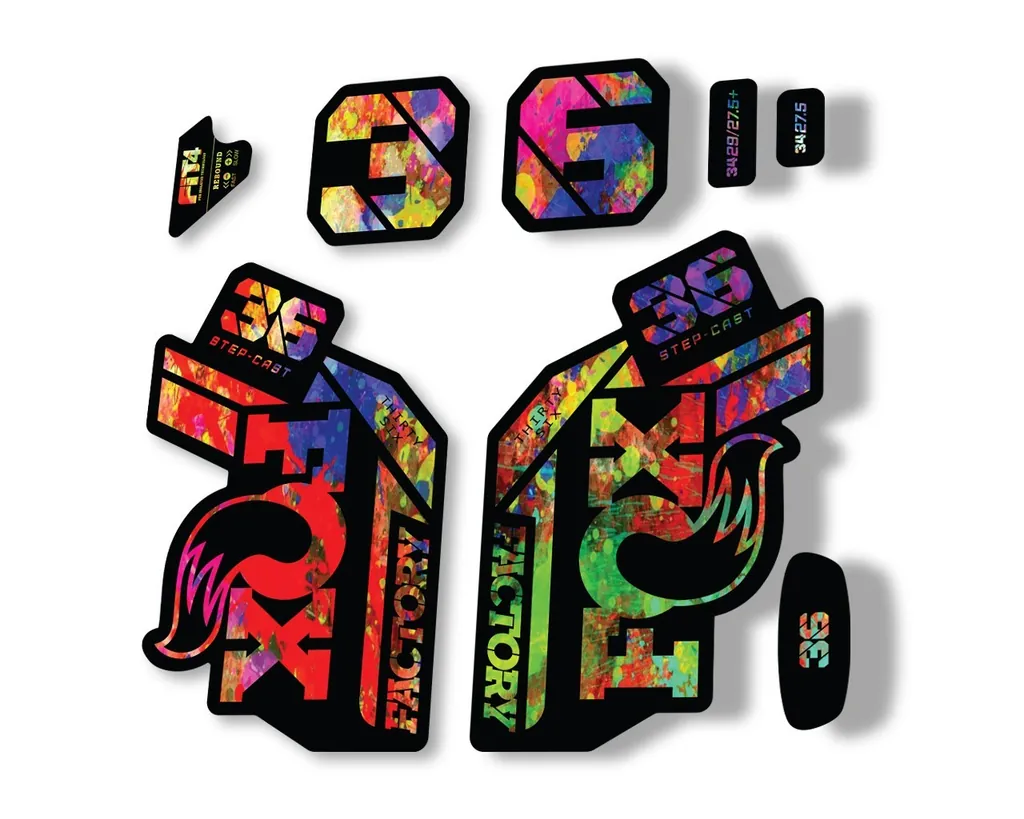FOX 36 Step Cast SC 2021 Factory Fork Decals Suspension Sticker Oil Slick - 1