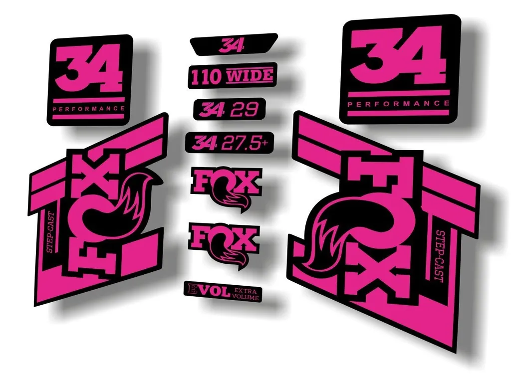 FOX 34 Step Cast SC 2020 Fork Suspension Factory Decal Sticker Set Pink - 1