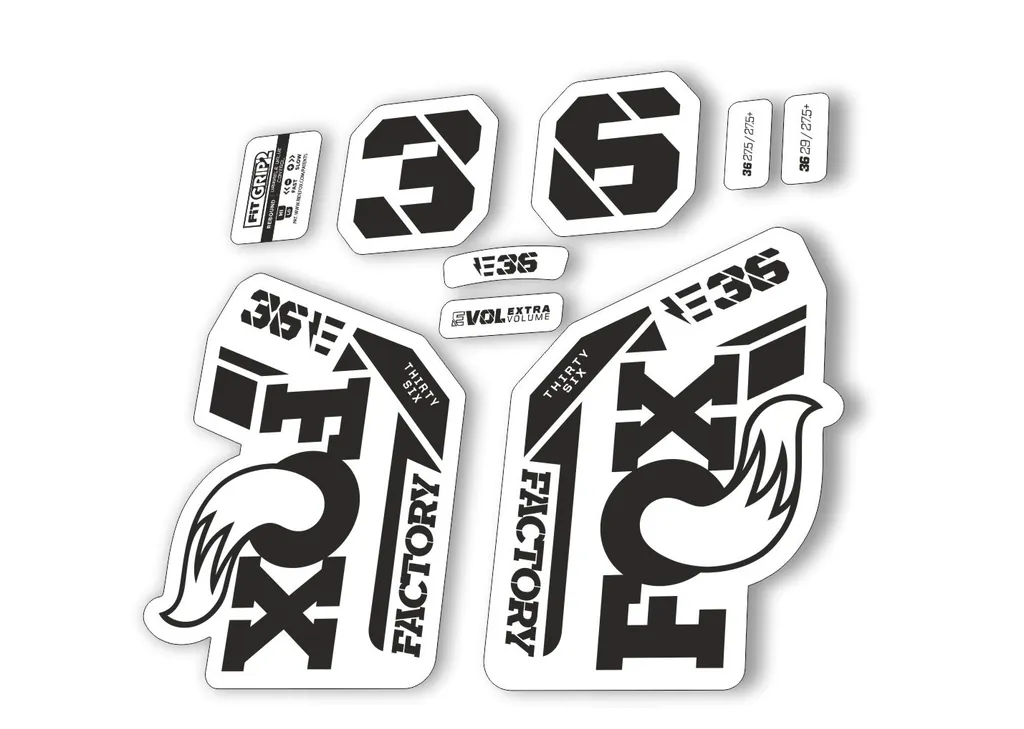 FOX 36 E-Bike Fork Decal Sticker Set 2021 Factory MTB Suspension Graphics –Black - 1
