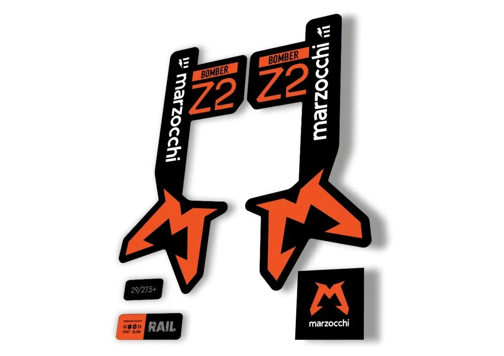 Marzocchi Bomber Z2 Eoptimized 2025 Fork Suspension Sticker Decal Kit Orange - 1