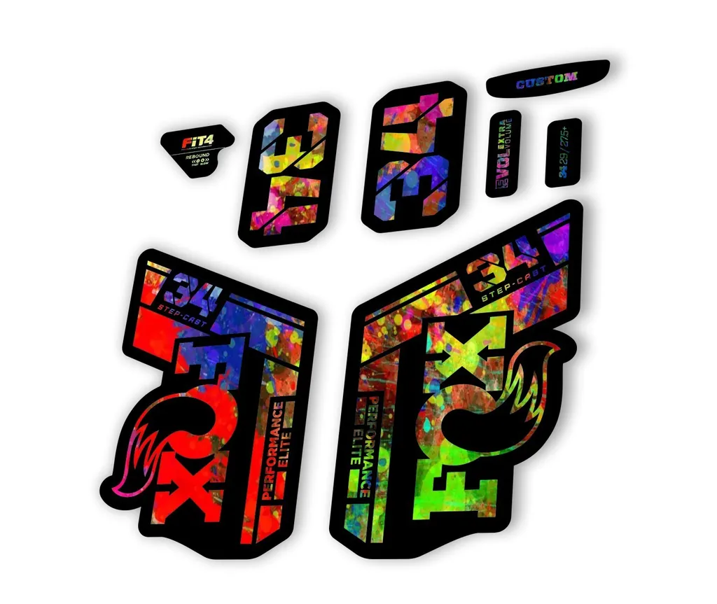 FOX 34 Step Cast Elite 2021 Factory Fork Decals Suspension Sticker Oil Slick - 1