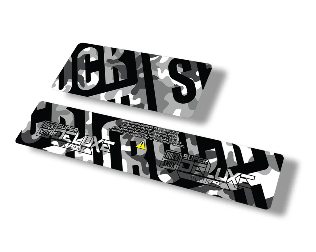 Rock Shox 2021 Super Deluxe Ultimate Rear Shock Decal Sticker Set White Camo - 1