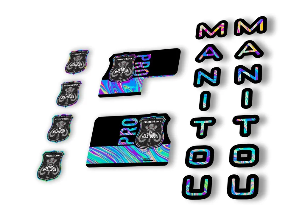Manitou Mastadon Pro 2020 Fork Suspension Decal Kit Sticker Set Oil Slick 1 - 1