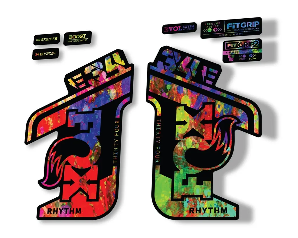 FOX 34 Rhythm E Bike 2021 Fork Decals Suspension Sticker Adhesive Oil Slick - 1