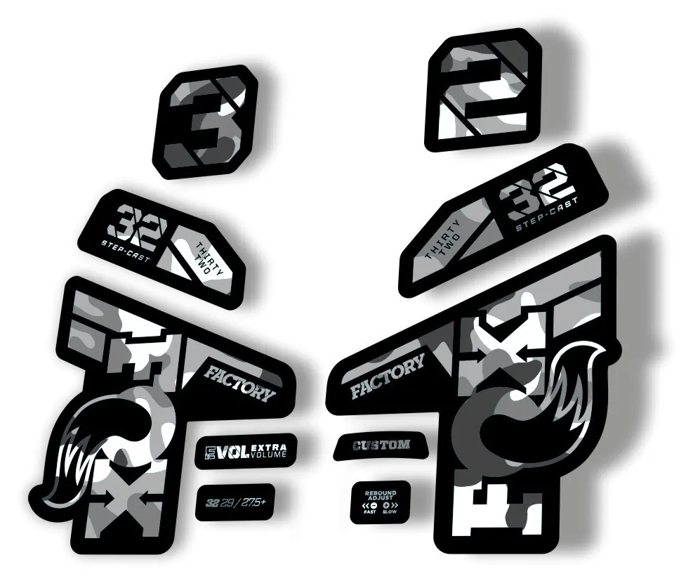 Fox 32 Factory 2021 Fork Suspension Decal Sticker Adhesive White Camo - 1