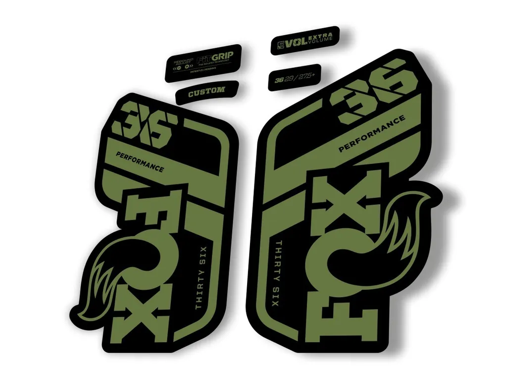 FOX 36 Performance 2021 Factory Fork Decals Suspension Sticker Olive - 1