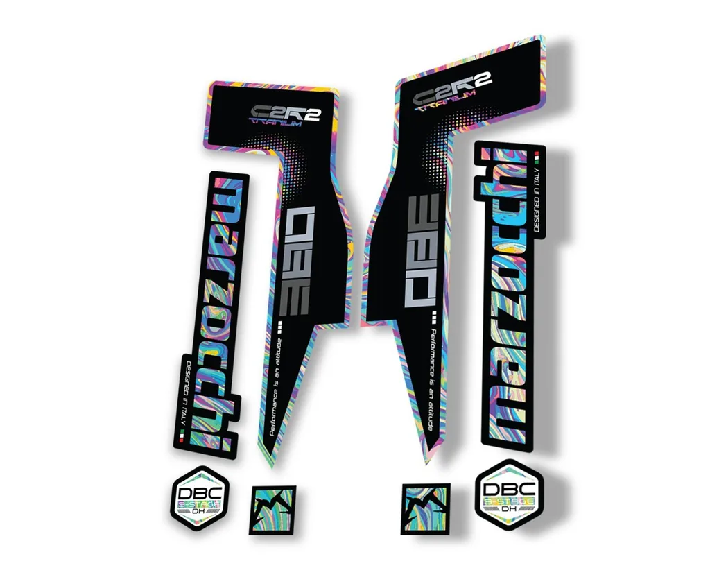 Marzocchi 380 C2R2 Titanium Suspension Graphic Decal Kit Sticker Set Oil Slick 1 - 1