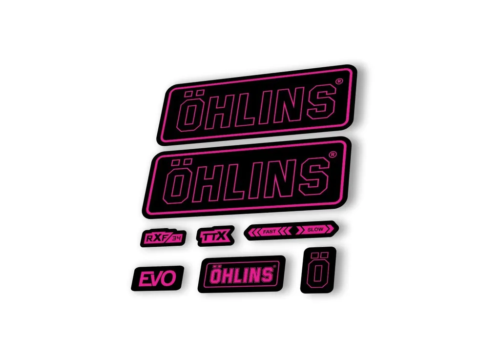 Ohlins RXF34 EVO 2018 Rear Shock Decal Mountain Bike Cycling Sticker Pink - 1