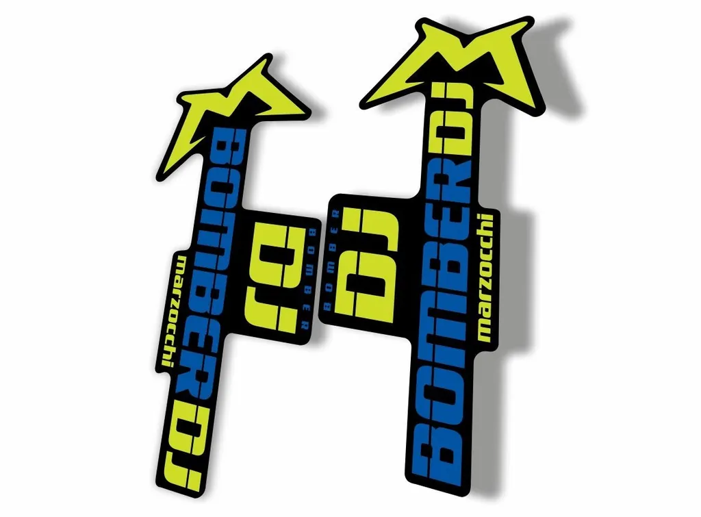 Marzocchi Bomber DJ 2020 Fork Suspension Sticker Decal Kit Adhesive Lime Blue - 1