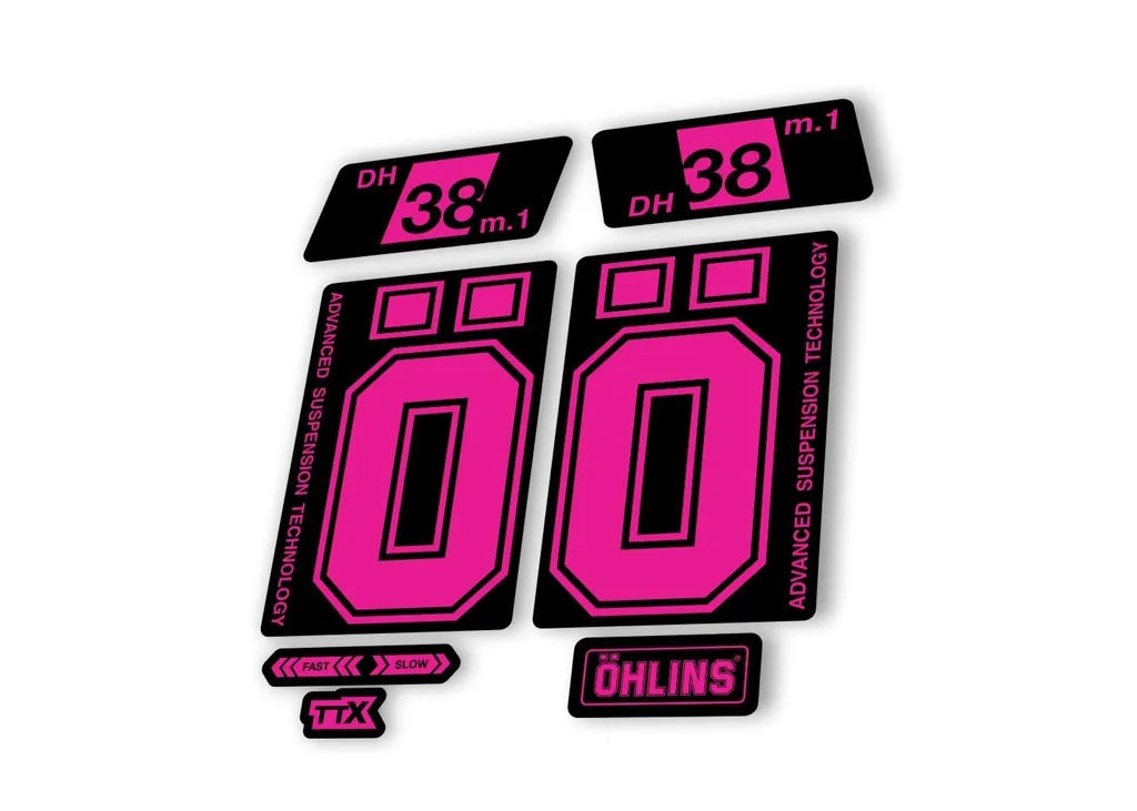 Ohlins DH38 M.1 2022 Fork Decal Mountain Bike Cycling Sticker Adhesive Pink - 1