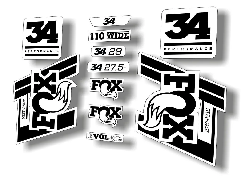 FOX 34 Step Cast SC 2020 Fork Suspension Factory Decal Sticker Set Black - 1