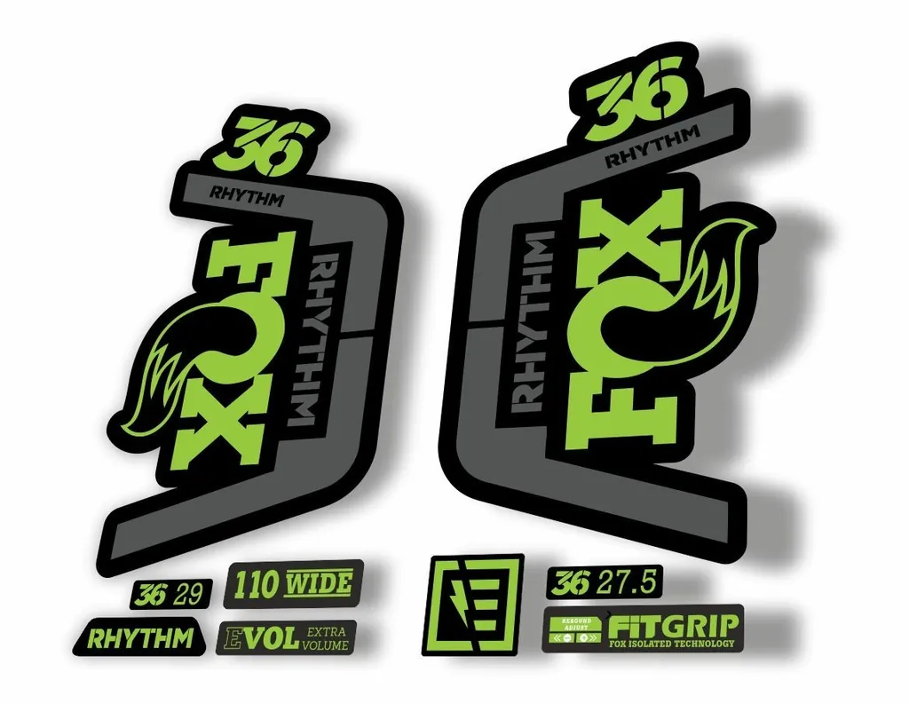 FOX 36 Rhythm 2019 Forks Suspension Factory Decal Sticker Adhesive Green Gray - 1