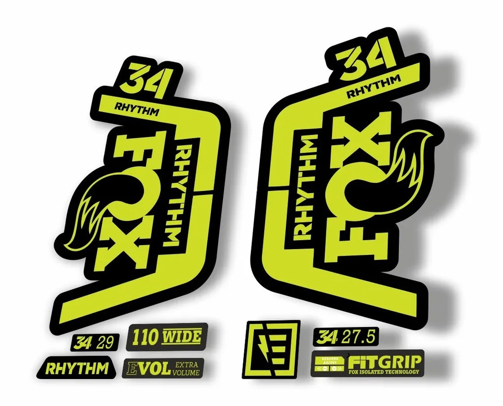 FOX 34 Rhythm 2019 Forks Suspension Factory Decal Sticker Adhesive Lime Green - 1