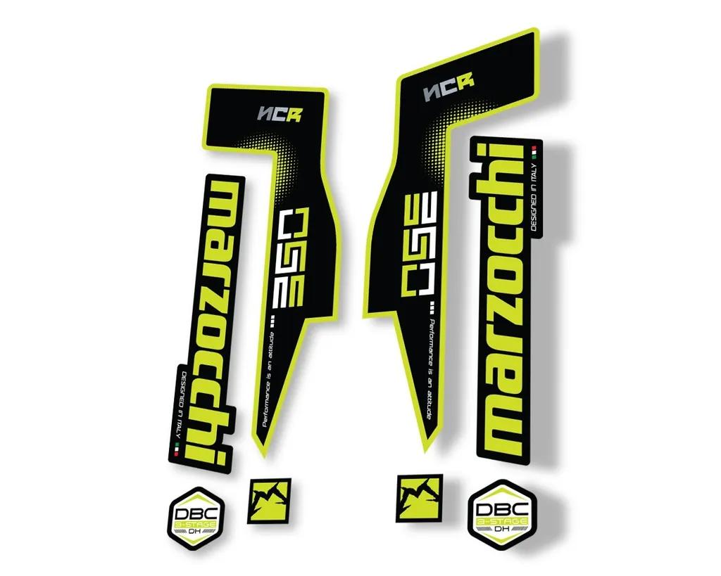 Marzocchi 350 NCR 2018 Fork Suspension Sticker Decal Adhesive Kit Lime Green - 1