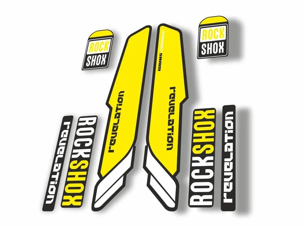 Rock Shox REVELATION 2013 Mountain Bike Cycling Decal Kit Sticker Yellow - 1