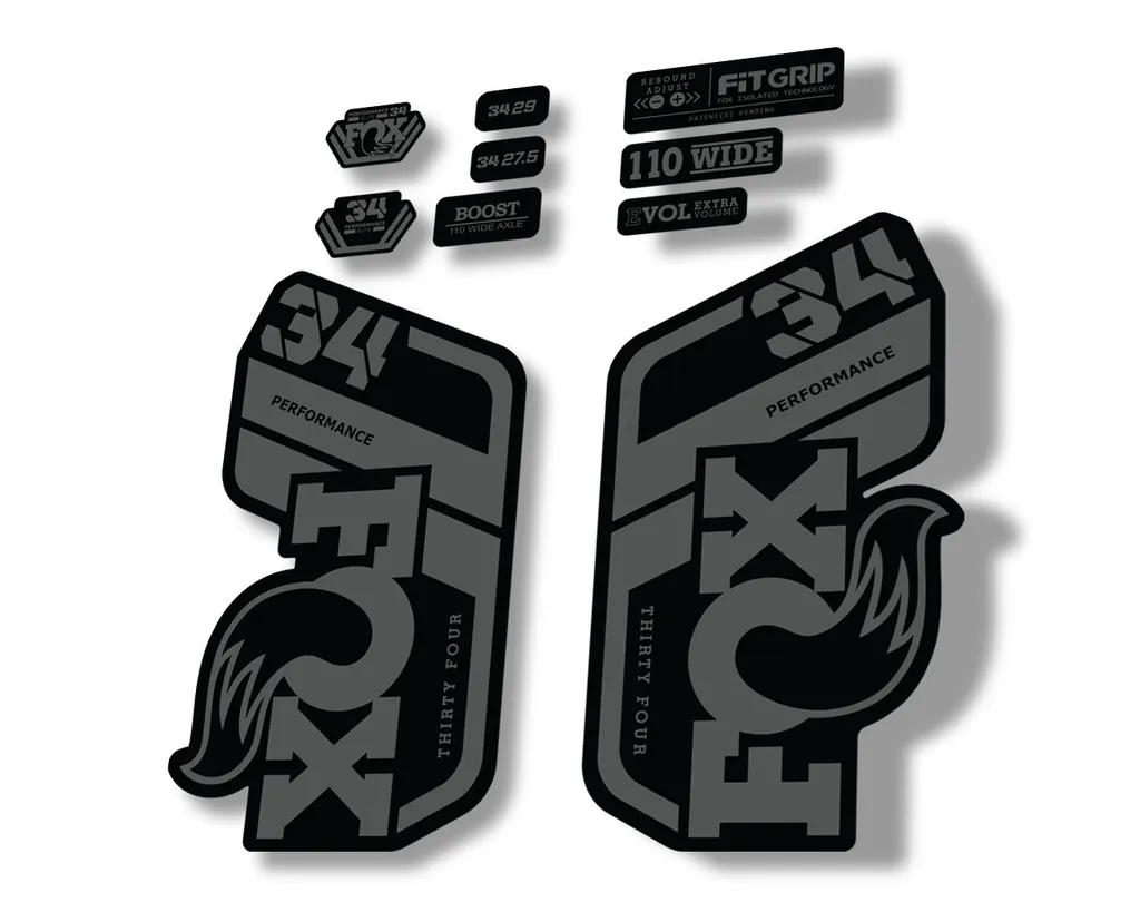 FOX 34 Performance 2021 Factory Fork Decals Suspension Sticker Gray - 1