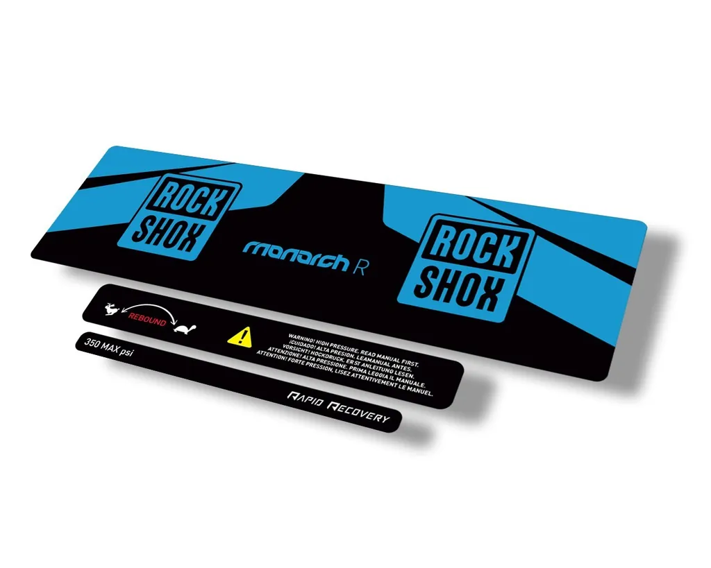 Rock Shox 2016 Monarch R Rear Shock Decal Sticker Adhesive Set Blue - 1