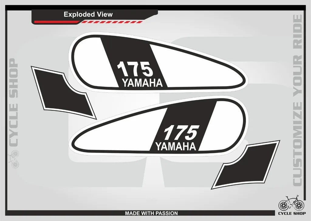 Yamaha DT 175 Full Graphic Kit Decal Sticker Wrap Set 1976 - 1