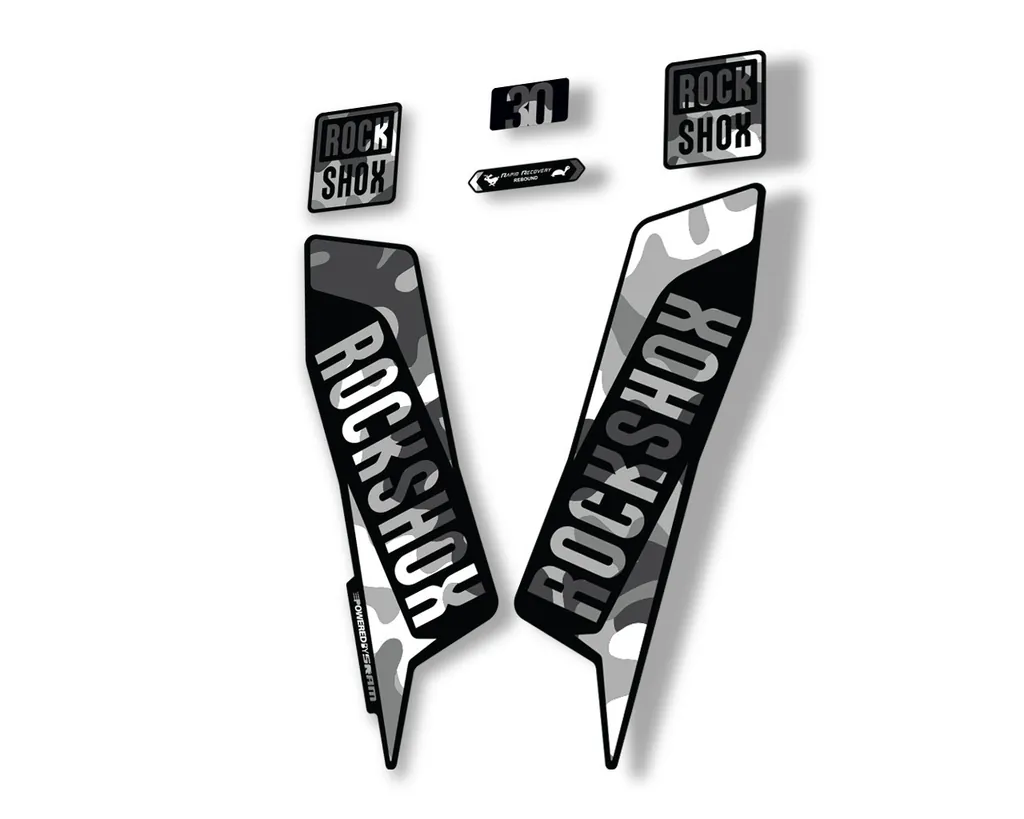 Rock Shox TK 30 2021 Fork Decals Suspension Sticker Adhesive White Camo - 1