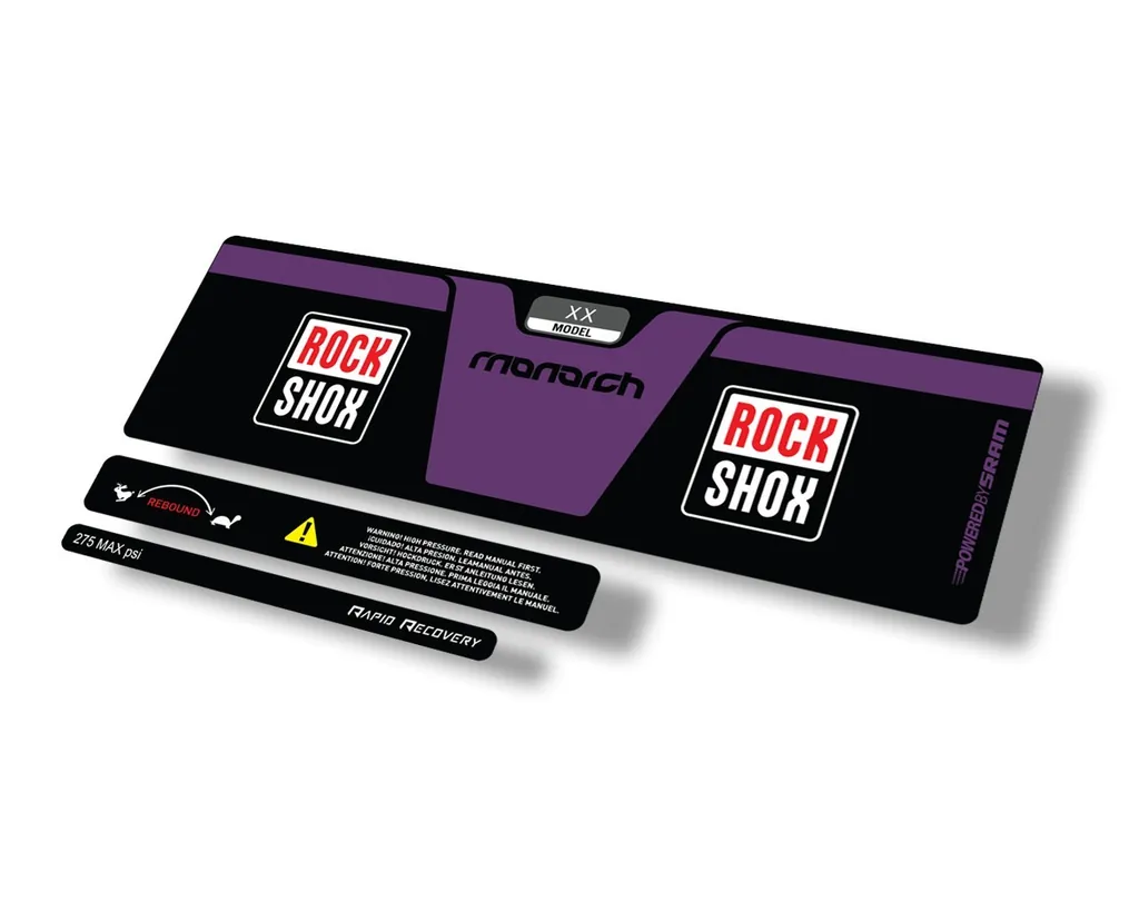 Rock Shox 2014 Monarch XX Rear Shock Decal Sticker Adhesive Set Purple - 1