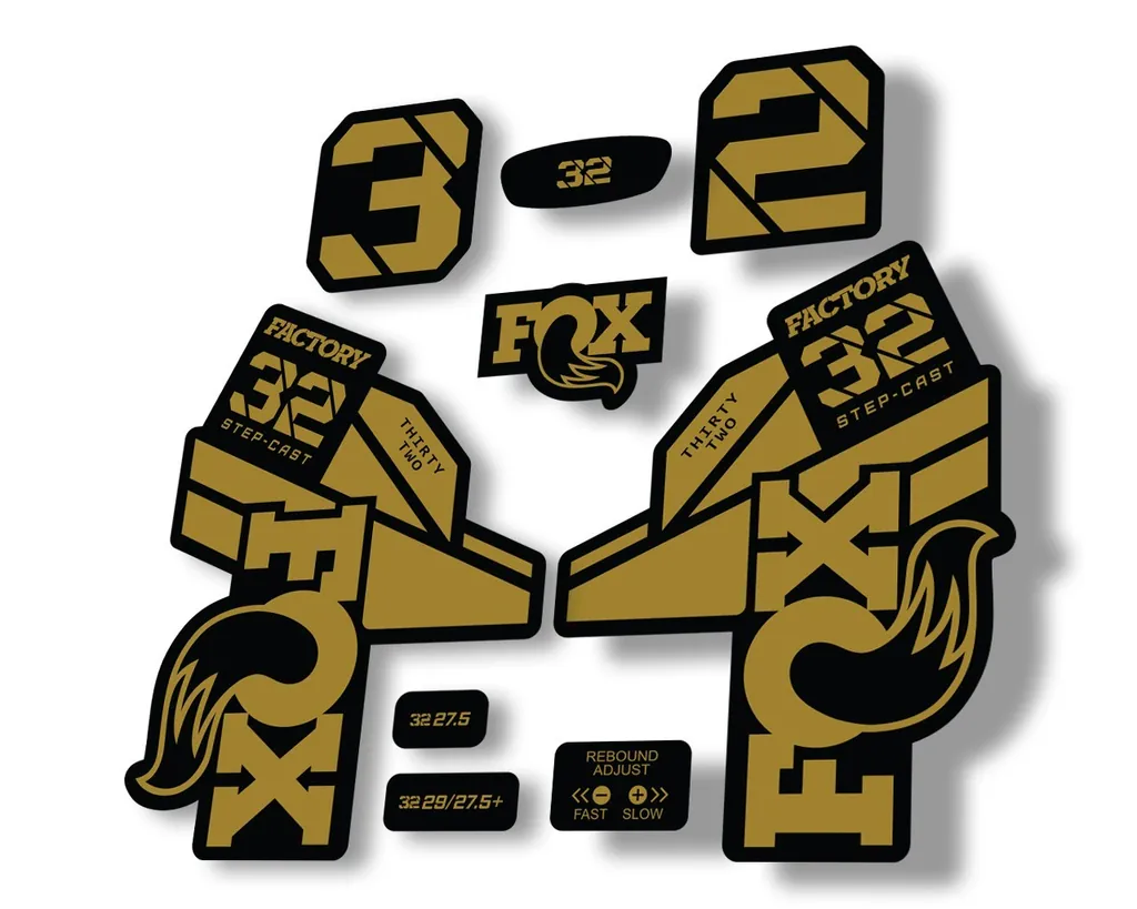 FOX 32 Step Cast 2021 Factory Fork Decals Suspension Sticker Gold - 1