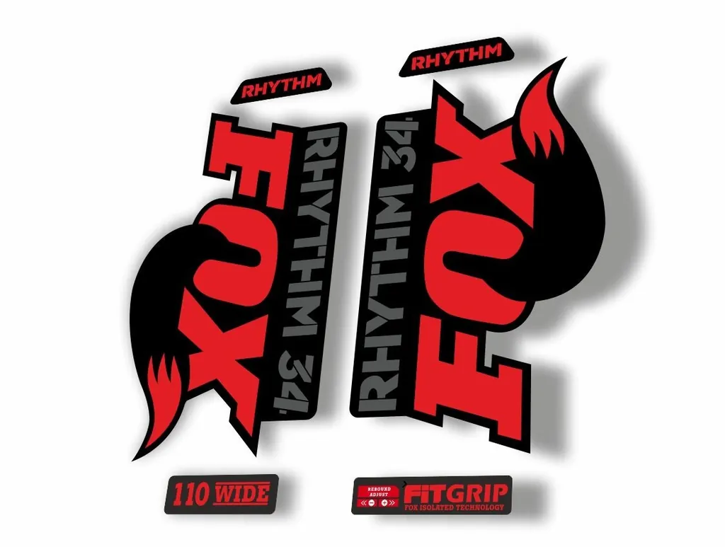 FOX 34 Rhythm 2018 Forks Suspension Factory Decal Sticker Adhesive Red Gray - 1