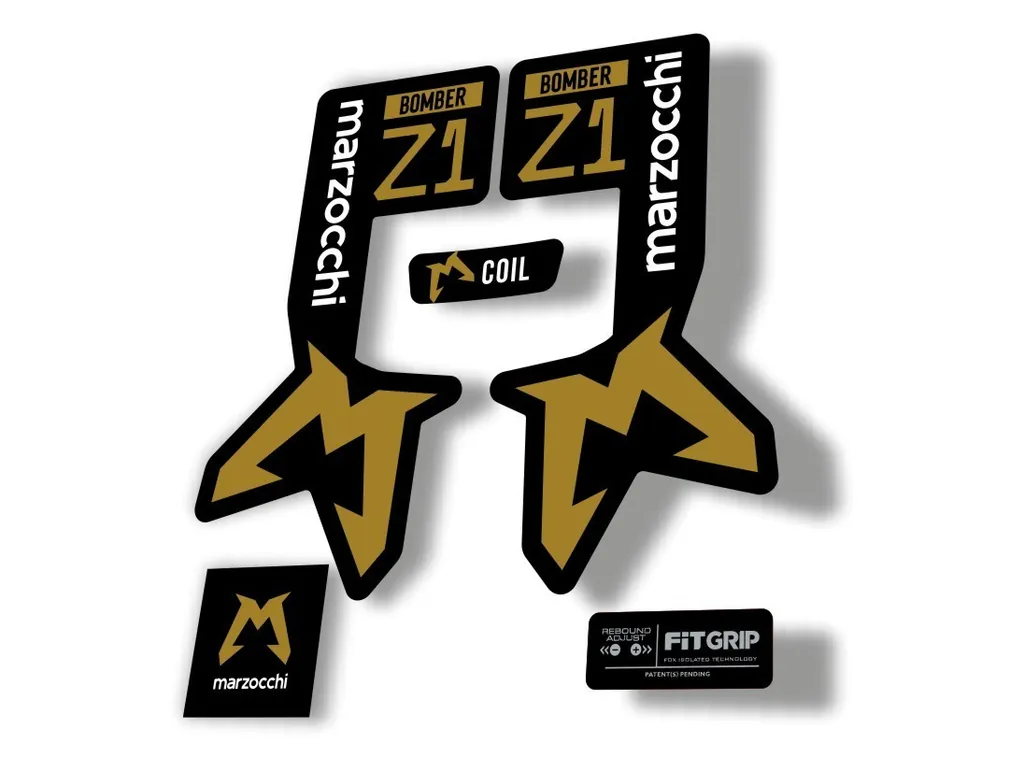 Marzocchi Bomber Z1 2025 2025 Fork Suspension Sticker Decal Kit Adhesive Gold - 1