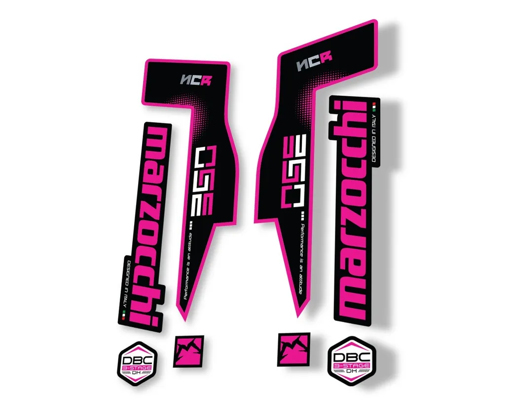 Marzocchi 350 NCR 2018 Fork Suspension Sticker Decal Adhesive Kit Pink - 1