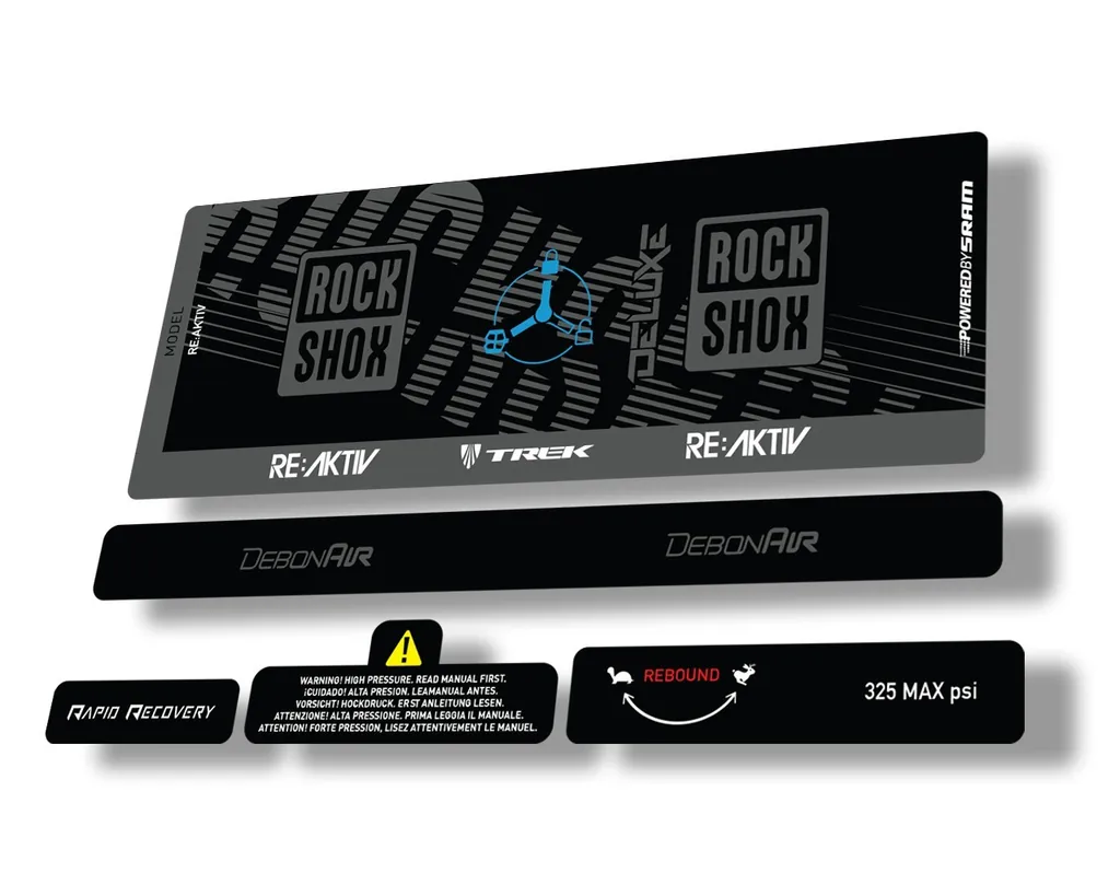 Rock Shox Deluxe RT3 RE AKTIV 2020 Rear Shock Decal Sticker Set Gray - 1