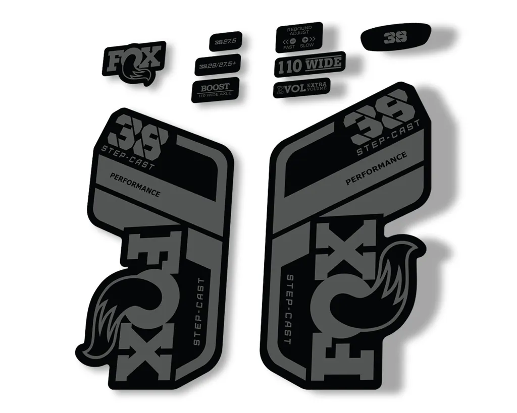 FOX 38 Step Cast SC 2021 Performance Fork Decals Suspension Sticker Gray - 1
