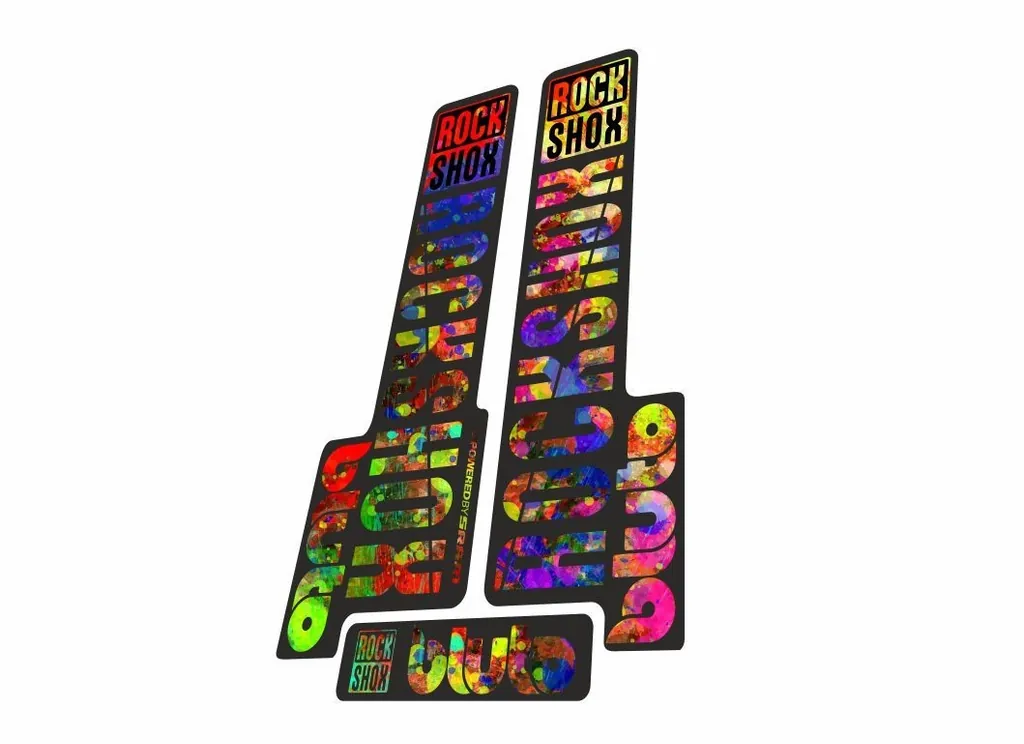 Rock Shox BLUTO 2018 Mountain Bike Cycling Decal Kit Sticker Oil Slick - 1