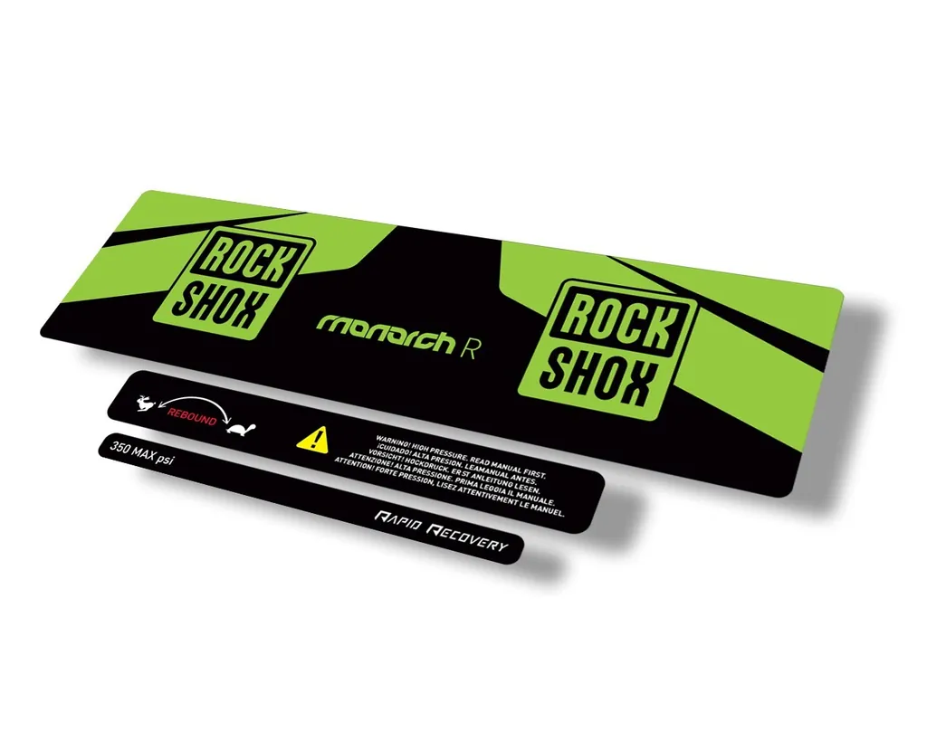 Rock Shox 2016 Monarch R Rear Shock Decal Sticker Adhesive Set Green - 1