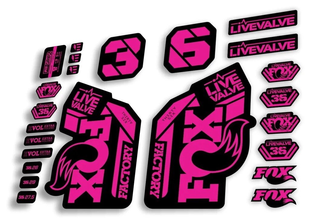 FOX 36 2022 Live Valve Forks Suspension Decal Sticker MTB Set Pink 24Pcs - 1