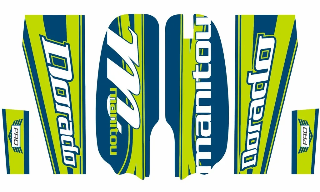 Manitou Dorado Pro Fork Suspension Graphic Decal Kit Sticker Set Green Blue - 1