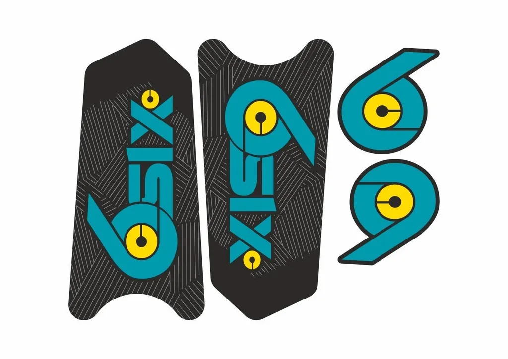 Race Face SixC Crank Decals Set Stickers Mountain Bike Adhesive Turqoise Yellow - 1