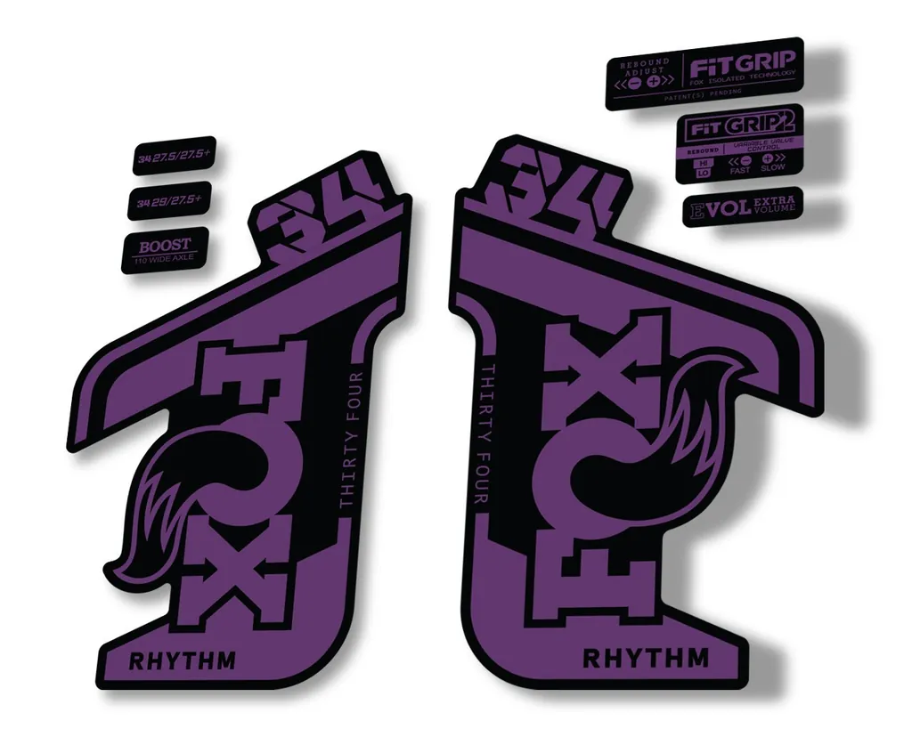 FOX 34 RHYTHM 2021 Fork Suspension Factory Sticker MTB Decal Adhesive Purple - 1