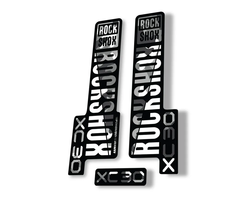 Rock Shox XC 30 2020 Fork Decal Mountain Bike Cycling Sticker Adhesiv White Camo - 1