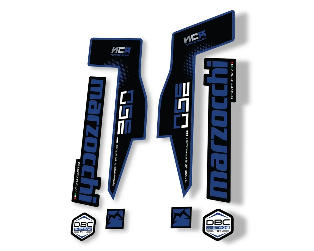 Marzocchi 350 NCR Titanium Fork Suspension Sticker Decal Adhesive Kit Dark Blue - 1