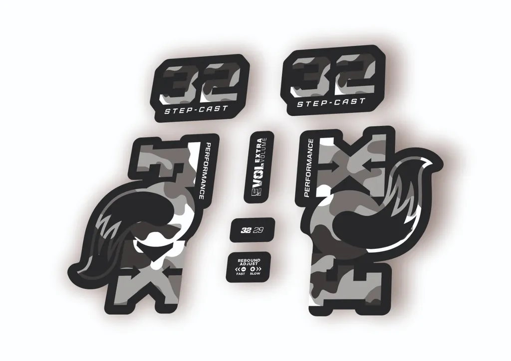 Fox 32 Step Cast Performance 2025 Fork Factory Decal Sticker Adhesive White Camo - 1