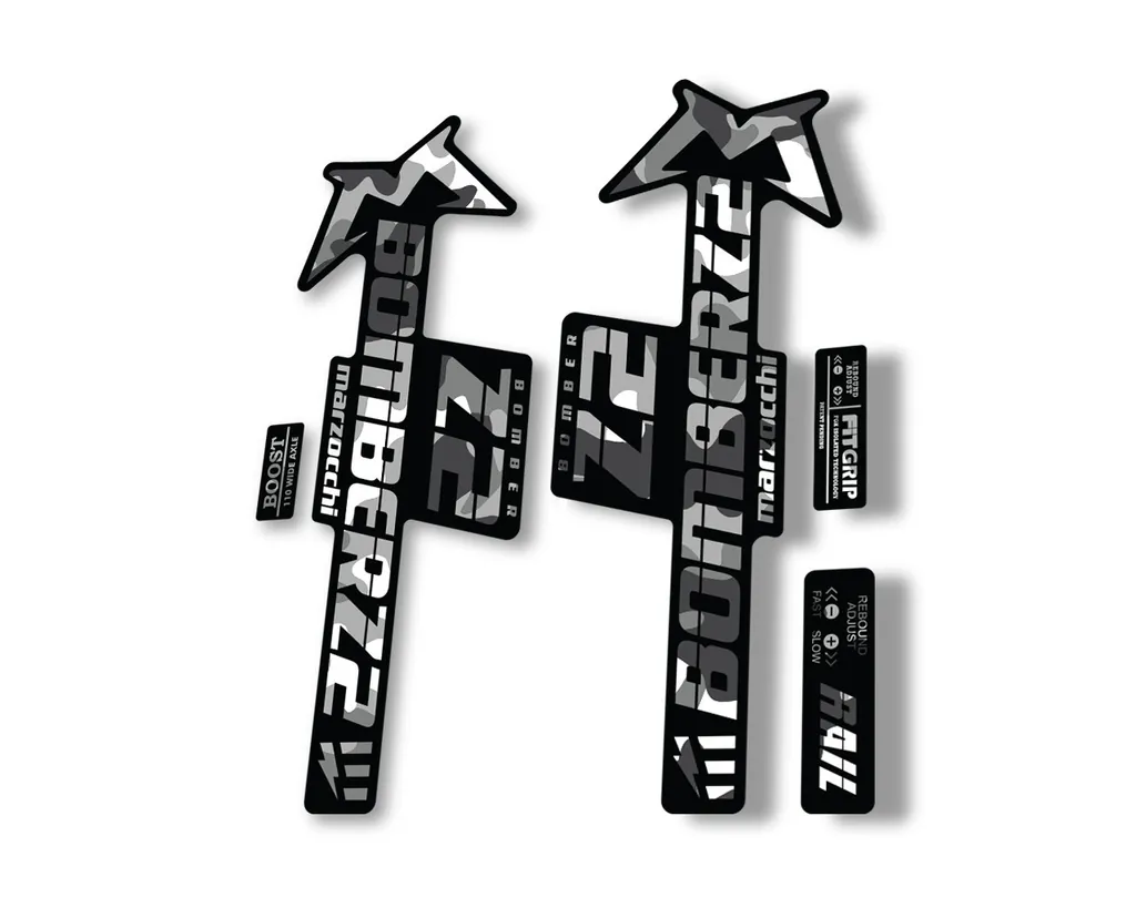 Marzocchi Bomber Z2 E Bike 2022 Fork Suspension Sticker Decal Kit White Camo - 1