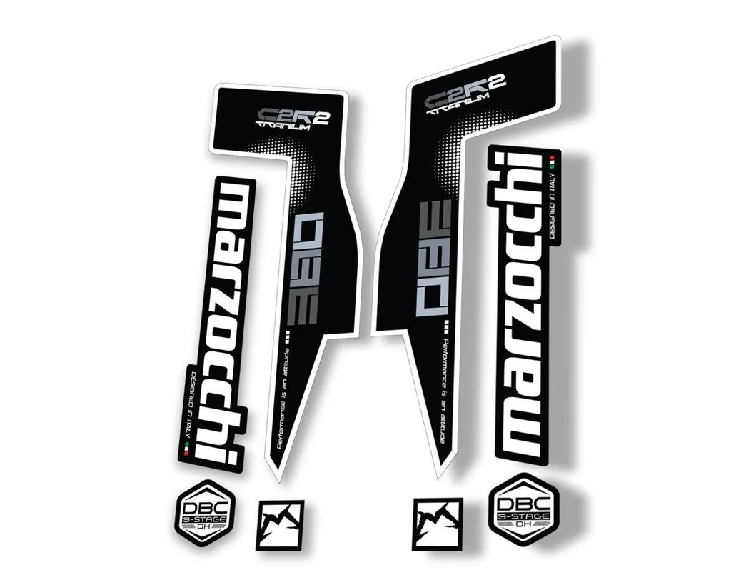 Marzocchi 380 C2R2 Titanium Suspension Graphic Decal Kit Sticker Set White - 1