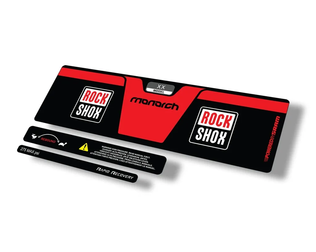 Rock Shox 2014 Monarch XX Rear Shock Decal Sticker Adhesive Set Red - 1