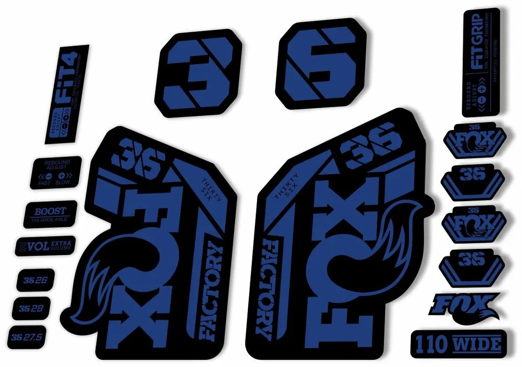 FOX 36 Fork Decal Sticker Set 2021 Factory MTB Suspension Graphics Dark Blue - 1