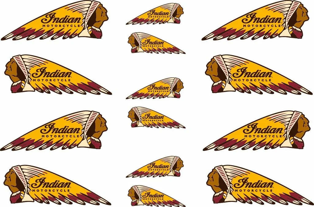 INDIAN WAR BONNET Motorcycles Vinyl Decal Adhesive Sticker For Helmets 14 Pcs - 1