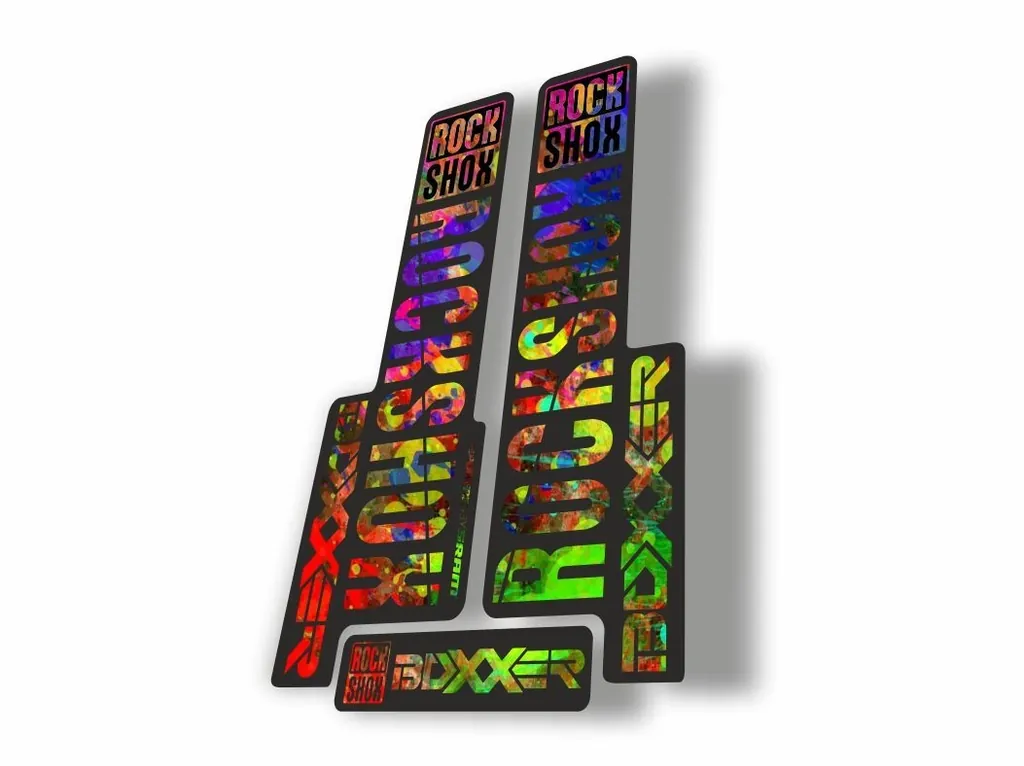 Rock Shox BOXXER 2018 Mountain Bike Cycling Decal Kit Sticker Oil Slick - 1